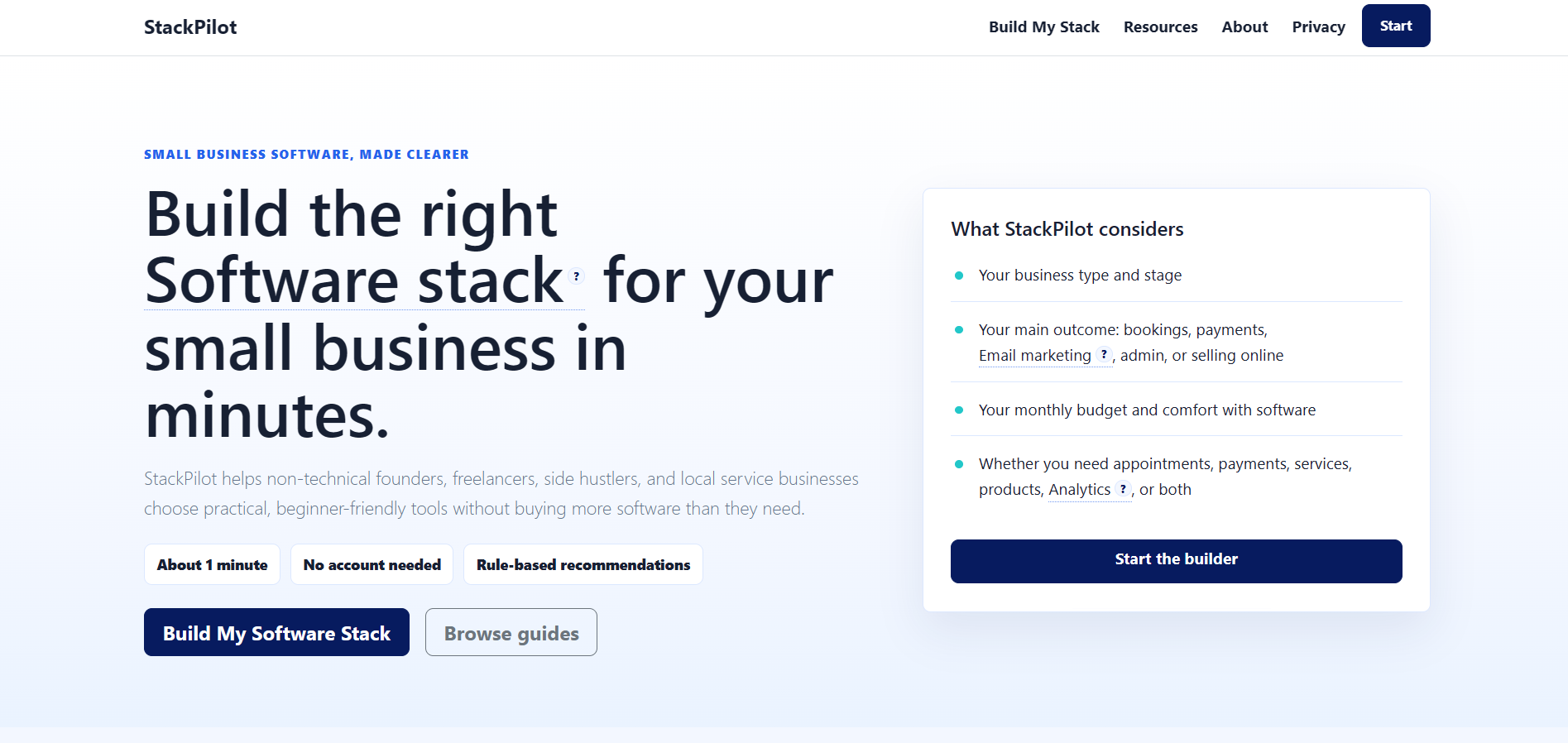StackPilot software stack recommendation project screenshot